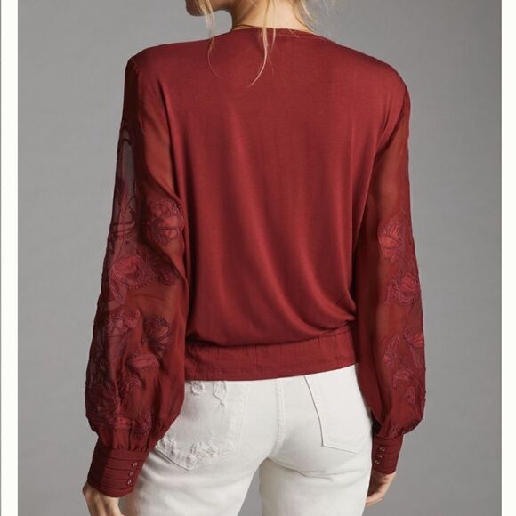 NWT Anthropologie Embroidered Floral Blouse - Picture 11 of 13